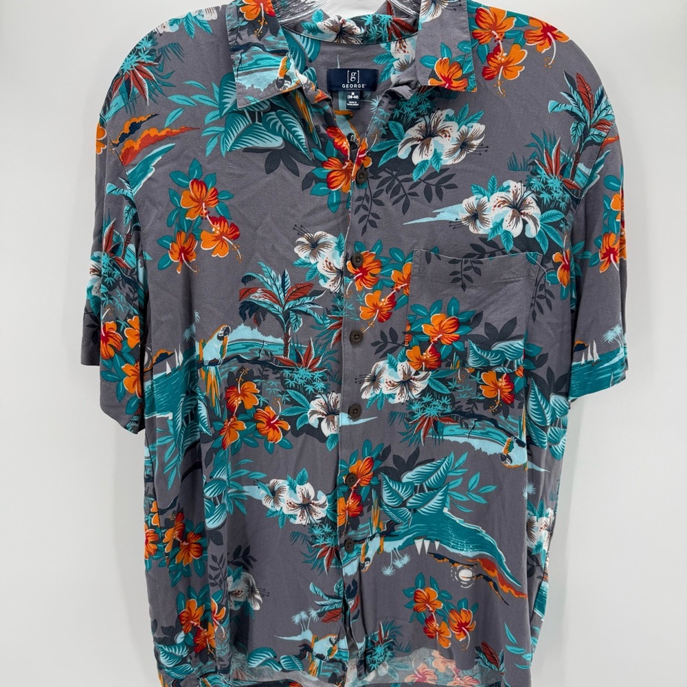 George Tropical Print Hawaiian Style Shirt Men's M (38-40) Preowned BUTTON UP SS